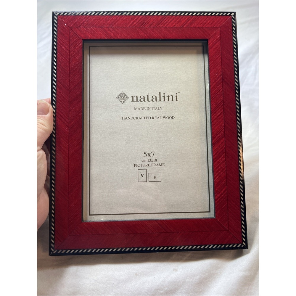 Set Of 2 Red Wood Grain Natalini Picture Frames - Picture 3 of 3